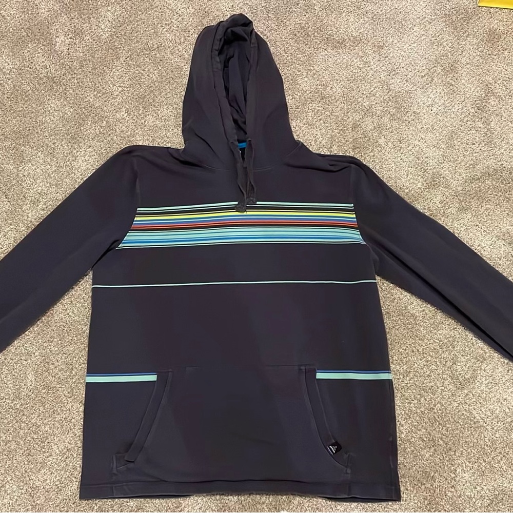 Prana Black Hoodie with Multicolor Stripes